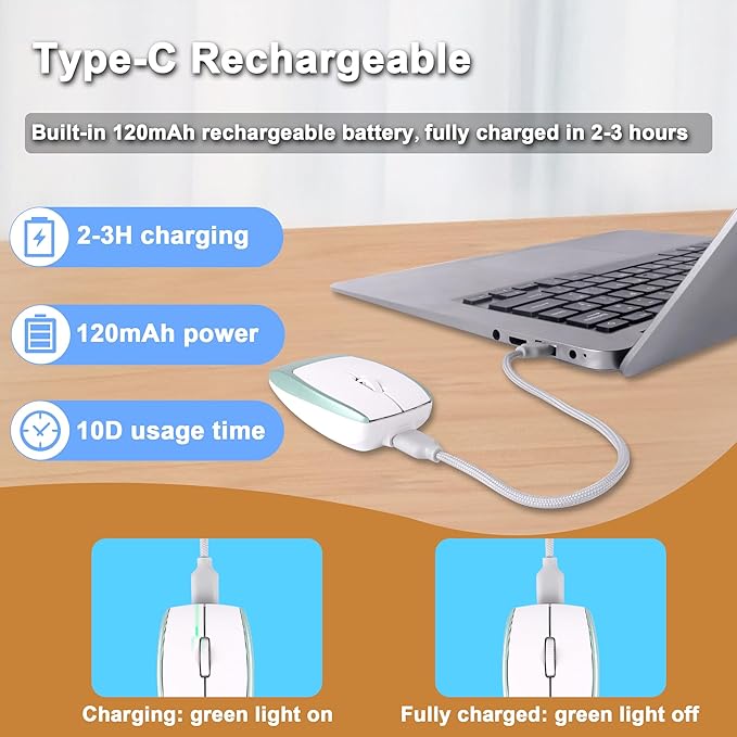 Bluetooth Mouse Rechargeable Portable Mini Computer Mice with TF Card Reader 3 Adjustable DPI Optical Lightweight Silent Wireless Mouse for Laptop Tablet Cell Phone Windows Mac OS Android iOS Green