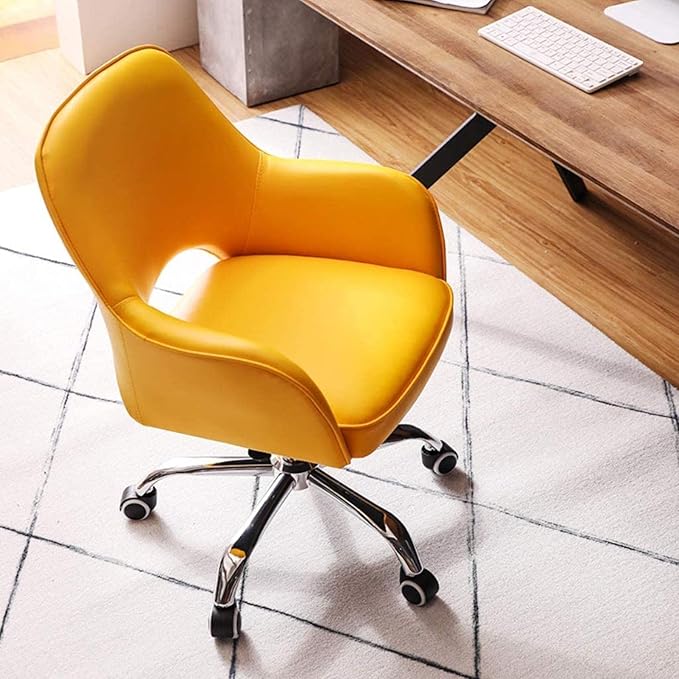 Office Chair Velvet Fabric Seat Swivel Computer Chair Office Chair Adjustable Middle Back Table and Chair Ergonomic Gaming Chair Chair (Color : Yellow) Needed