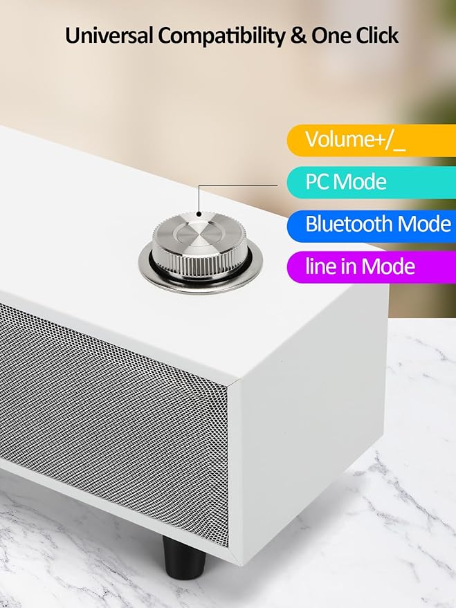 Computer Speakers 10W Computer Sound Bar USB Powered PC Speakers Bluetooth 5.0 and RCA Input pc Speakers for Desktop Laptops Phonograph Phones Tablets(K01)