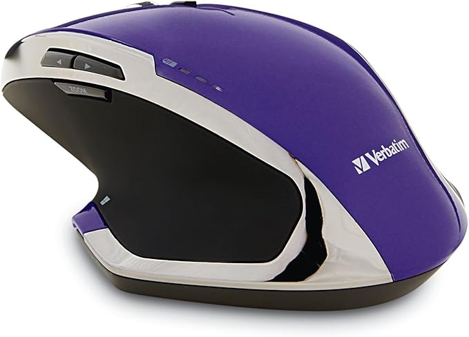 Verbatim 2.4G Wireless 8-Button LED Ergonomic Deluxe Mouse - Computer Mouse with Nano Receiver for Mac and PC - Purple