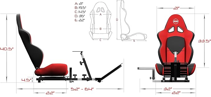 Advanced Racing Simulator Seat Driving Simulator Gaming Chair with Gear Shift Mount