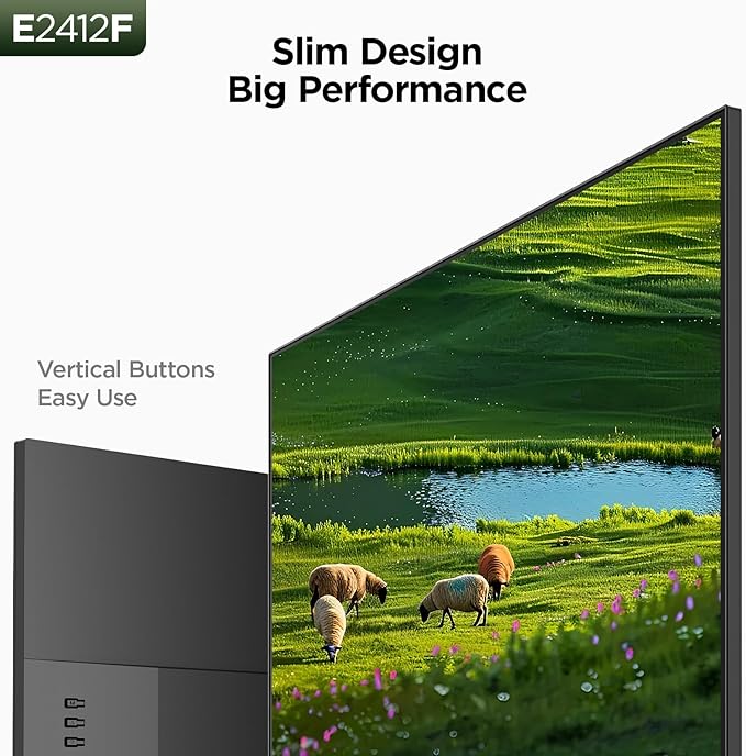 KOORUI 24-inch Computer Monitor Full HD 1920 x 1080p 100Hz VA Display 4000:1 Contrast Ratio with HDMI VGA TÜV Rheinland Certified 100 x 100 mm VESA Mountable Ultra-Slim Design Tilt Black E2412F