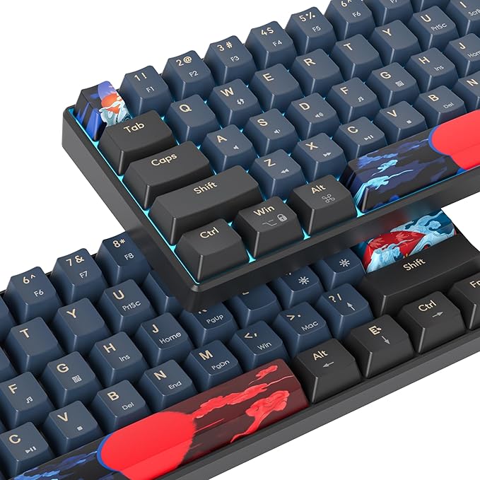 60 Percent Gaming Keyboard 60% Mechanical Keyboard LED Backlit Ultra Compact Wired Keyboard with Red Switch for Windows Laptop Gamer(61 Blue Samurai)