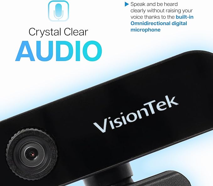 VisionTek VTWC30 Premium Full HD (1080P 30FPS) Webcam for Windows Mac Linux &amp Chromebook with Digital Dual Microphones Manual Focus Lens Privacy Cover 83-Degree Viewing Angle