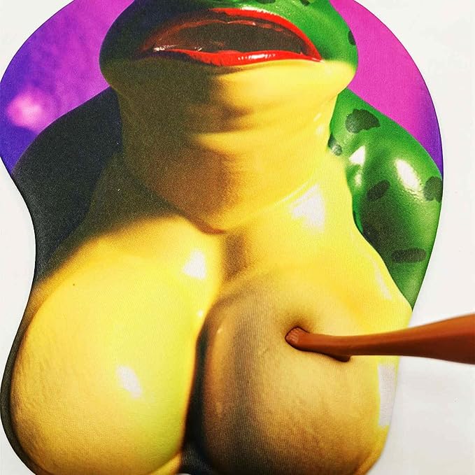 3D Mouse pad Oppai Mousepad Anime Manga Breast Gaming Wrist Rest Boob-pad Anti-Slip Mouse Mat (Frog)