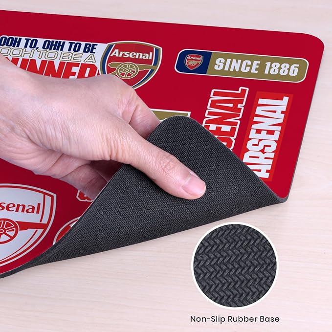 Head Case Designs Officially Licensed Arsenal FC Collage Crest Logo &amp Patterns 23.62 x 11.81 x 0.12 inches (600 x 300 mm) - L Gaming Office Desk PC Keyboard Mouse Mat Pad