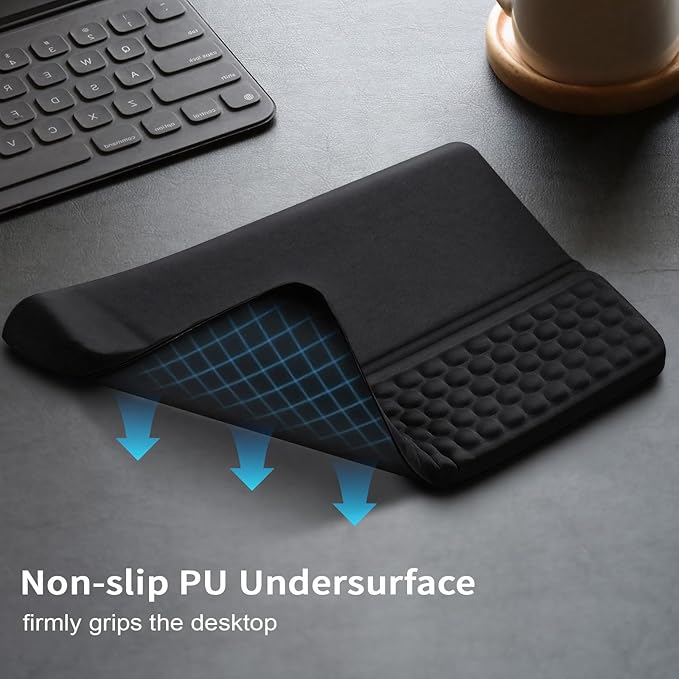 Computer Keyboard Stand with Wrist Rest Ergonomic Keyboard Pad with Wrist Support Keyboard Riser &amp Soft Memory Foam Cushion 43cm Arm Rest Desk Accessories for OfficeHome (Black)