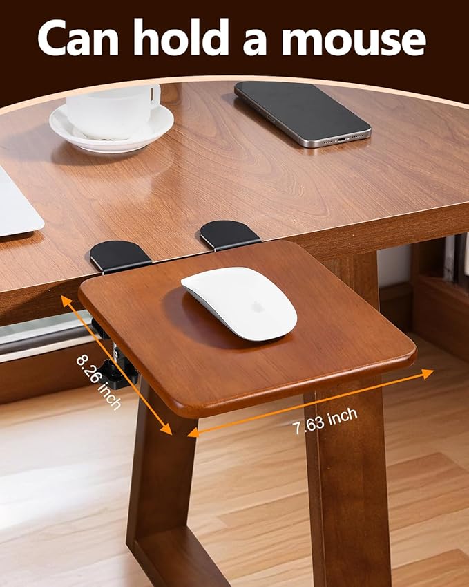 Ergonomic Desk Extender Tray 8.2x7.6 Table Mount Arm Wrist Rest Shelf 90° Foldable Elbow Support Sturdy Mouse Arm SupportClamp on Computer Arm Rest for Desk Office &amp Home UseWood