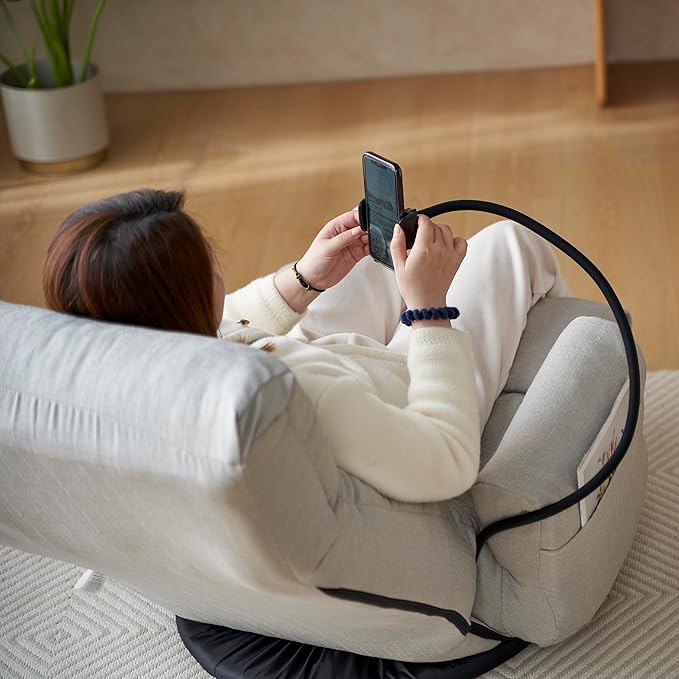 360° Swivel Sofa ChairGaming ChairLiving Room Lounge Chair5-Position Adjustable Head and LumbarSwivel Seat Indoor Coffee Chair (Gray)
