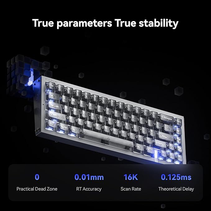 MelGeek REAL67 Wired Gaming Keyboard with RGB Magnetic Keyboard with Hall Effect Rapid Trigger Hot-Swappable Snap Tap &amp Adjustable Actuation Online HIVE Custom(Calcium- Gray)