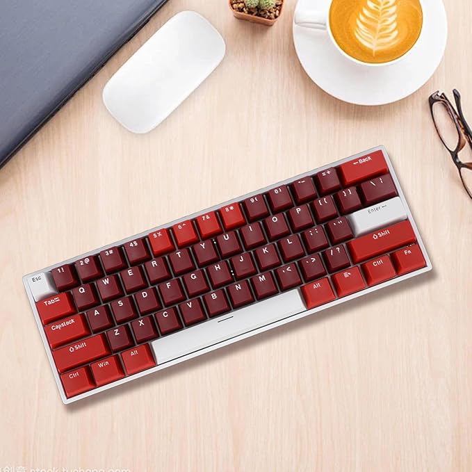 Vikye Mechanical Gaming Keyboard Portable 60% Layout 61 Keys Type C Wired Keyboard with RGB Backlight for Laptop PC Red Switch with Red Switch