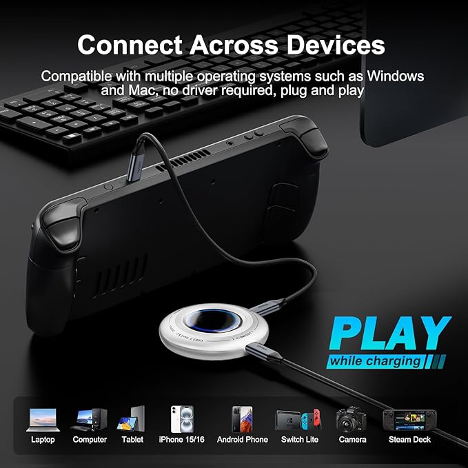 FP108 2TB Magnetic Portable SSD External Solid State Drives with PD-100W and 2050MB/s USB-C 3.2 Gen 2x2 Play While Charging Compatible with iPhone 16/15 Pro Max Android PC Mac Switch Lite
