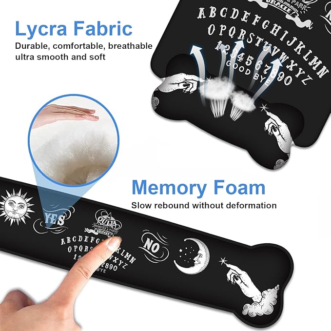 Wrist Rest Support Ergonomic Gel Mouse Pad &amp Memory Foam Keyboard Set Non-Slip Rubber PU Base for Home Office Working Studying Easy Typing &amp Pain Relief Ouija Board