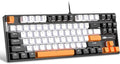 MageGee 75% Mechanical Gaming Keyboard Yellow Switch LED White Backlit 87 Keys Compact TKL Wired Computer Keyboards for Windows Laptop PC Gamer - White/Black