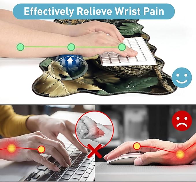 Large Mouse Pad and Keyboard Wrist Rest Desk Pad for Keyboard and Mouse 4-in-1 Large Gaming Mouse Pad with Wrist Support Desk Mat for Home Office Study Game-Camo Forest