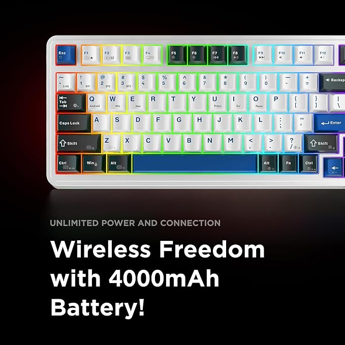 Quell Pro 75% Wireless Mechanical Gaming Keyboard – Hot Swappable Pre-Lubed Switches Creamy Typing Sound Smart Screen &amp Control Knob RGB Backlit PBT Keycaps Compact Keyboard for PC