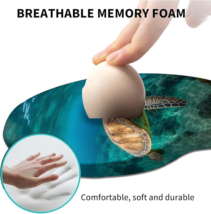 Mouse Pad with Wrist Support Gel Cute Sea Turtle Pattern Design Ergonomic Gaming Mousepad with Wrist Rest for Laptop Computer Home Office Working Mouse Mat + A Cute Coffee Pad