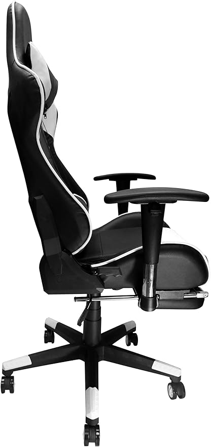 Nicer Furniture Racing Style Game Chair Reclining Gaming Chair Ergonomic Computer Chair for Gamer with Head Cushion Adjustable Armrest and Footrest (White)