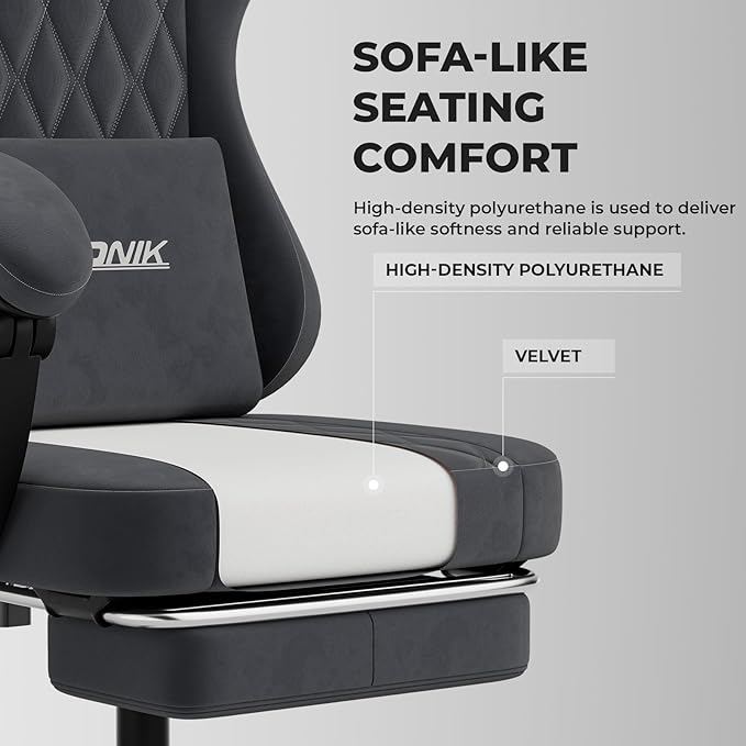 Ergonomic Gaming Chair Video Gamer Chairs Gaming Computer Chairs Gamer Chairs for Adults Massage Lumbar Support Swivel Height Adjustable Headrest Backrest Grey