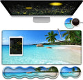 Gaming Mouse PadLarge Mouse Pad with Stitched EdgeNon-Slip Base Office Desk Pad Ergonomic Keyboard Wrist Rest SetWaterproof Writing PadBeach and Coconut Trees Pattern Extended XXL Desk Mat Set