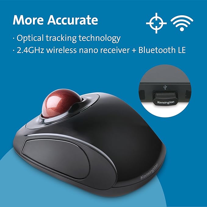 Kensington Orbit Wireless Trackball Mouse with Touch Scroll Ring (K72352US)Black