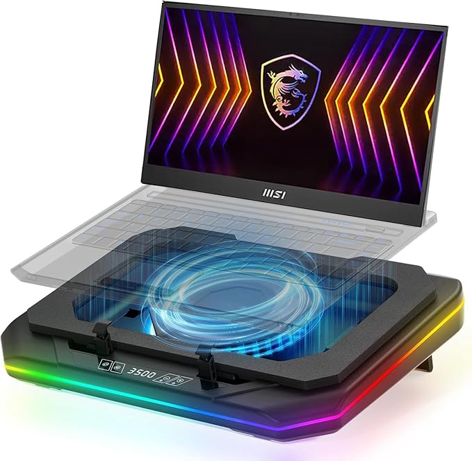 Cooling Pad for Msi Raider Katana Titan Stealth Vector Creator Prestige Summit Cyborg Sword Pulse 14 15 16 17 18 inch Gaming Laptop with Ultra Powerful Booster Turbo Cooling Fan Can Fast Cooling