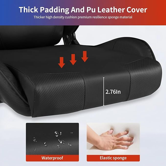 Ergonomic Gaming Chair Video Gamer Chair for Adults/TeensRacing Style Computer Chair with Lumbar Support Adjustable Rolling Desk Chair PU Leather Game Chair