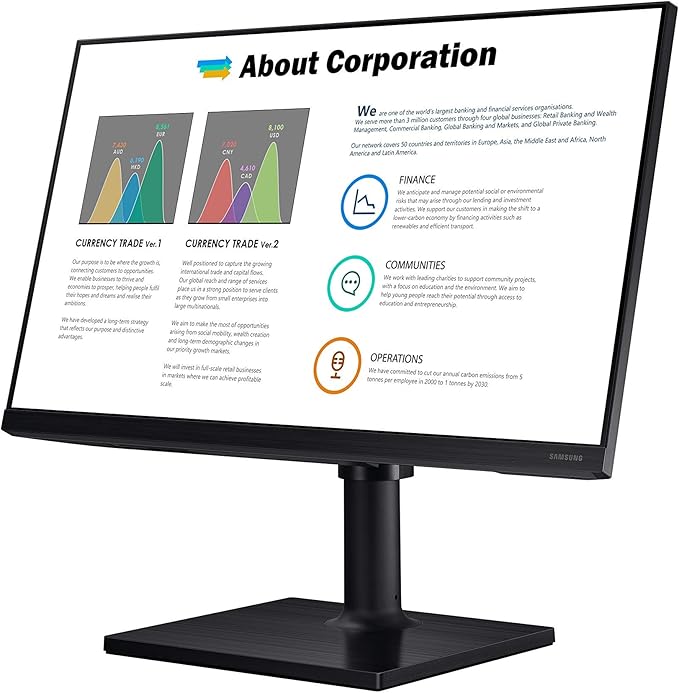 Samsung LF22T452FQNXGO-RB 22 FHD 1920 x 1080 60Hz Business Monitor - Certified Refurbished