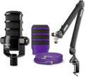 Rode PodMic USB Dynamic Broadcast Microphone with Rode PSA1+ Broadcast Microphone Boom Arm XLR Cable Purple SC27 USB-C to USB-C Cable and Purple WS14 Pop Filter