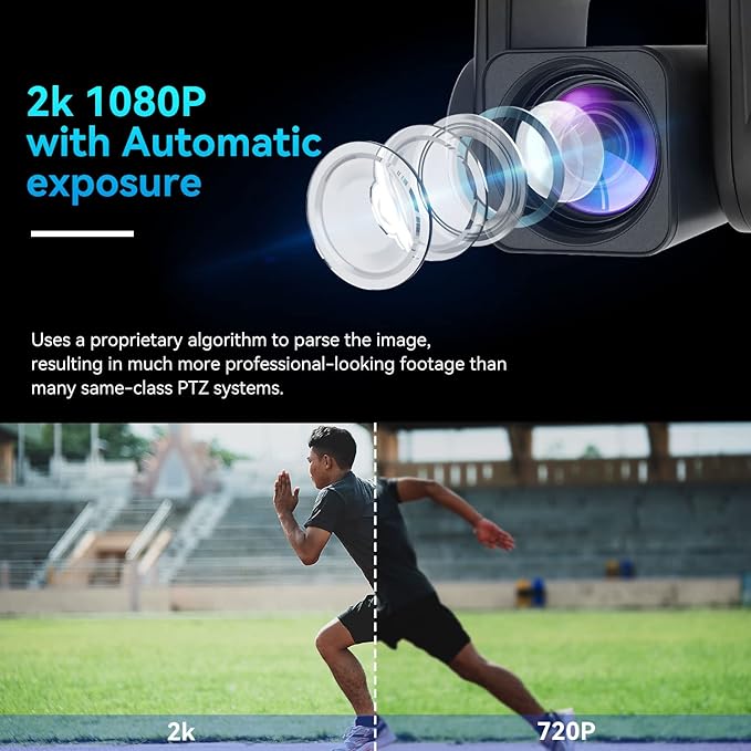 ROCWARE 2K Camera 16X PTZ FullHD 1080P Camera USB Video Conference Camera for Business Meeting Live Streaming Church Education RC26