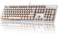 YUNZII QL108 Typewriter Style Mechanical Gaming KeyboardFull Size Hot Swappable RGB Backlit KeyboardsMetal Panel Retro Punk Round KeycapsUSB Wired Computer Keyboard (Silver Onyx Gray Switch)