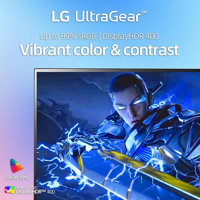 LG 27 Ultragear QHD (2560x1440) IPS Gaming Monitor 240Hz 1ms G-Sync AMD FreeSync Premium 100% sRGB HDR400 1 x DisplayPort 2 x HDMI 4-Pole HP Out DTS GP:X Tilt/Height/Pivot Stand Black