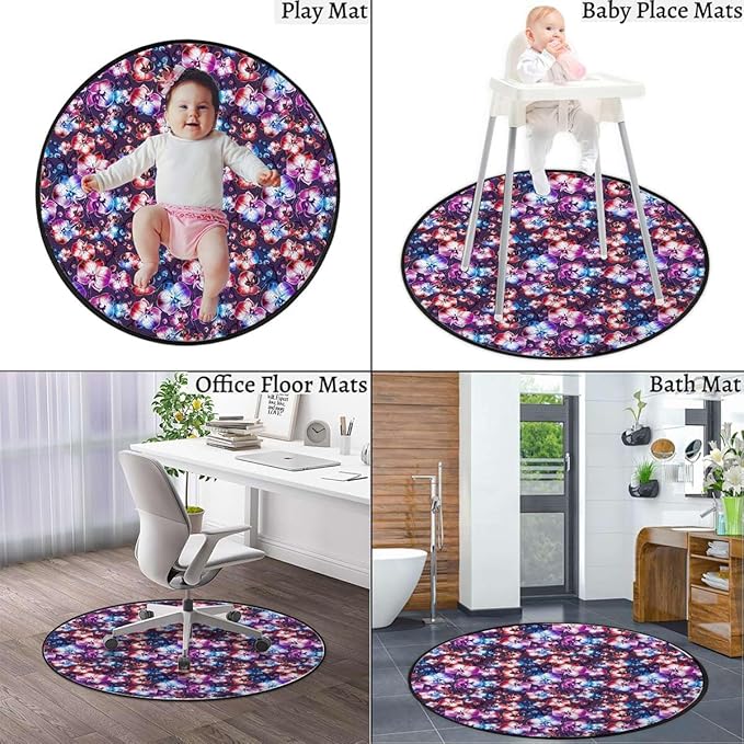 Multicolor Round Area Rug Washable Indoor Throw Rugs for Living Room Bedroom Petals Arranged in Vortex Abstract Swirling Diameter 39.4 in