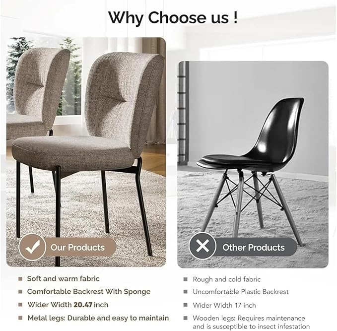 Adjustable Office Computer Chair with Armrest 2pcs Dining Chairs with Linen Cushion Metal Legs for Living Room Kitchen(Deep Gray)