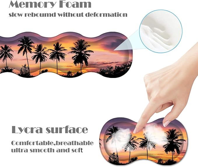 Ergonomic Keyboard Wrist Rest &amp Mouse Pad Wrist Rest SetXL Gaming Desk Mat 31.5x 11.8Non-Slip BaseMemory FoamEasy Typing Pain Relief for Office &amp HomeTropical Sunset with Palm
