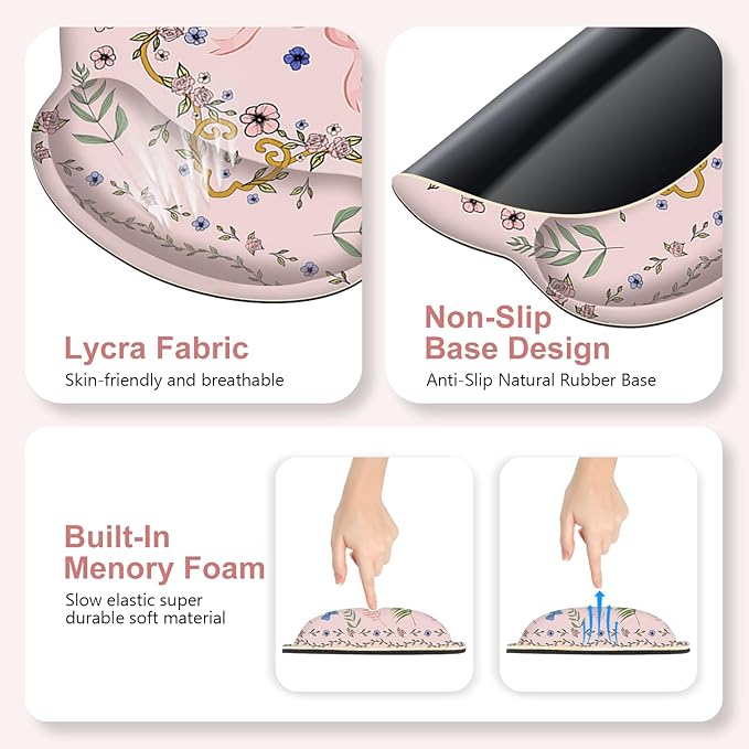 Romantic Pink Floral Mouse Pad XXL Large Desk Mat Extended Reading Desk pad 4PCS Non-Slip Rubber Base Computer Big Mousepads for Work Game Office Home Decor Gifts Accessories I Cute Collection
