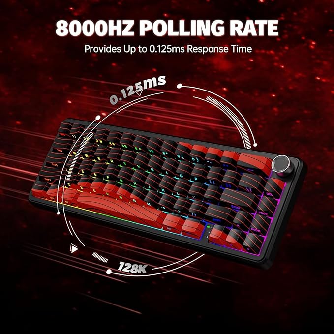ATTACK SHARK X11 &amp X65 PRO HE Rapid Trigger Hall Effect Keyboard60% Magnetic Keyboard 8K Polling Rate RGB Hot SwapWireless Gaming Mice with Charging Dock 22K DPIBT/2.4Ghz/WiredCoiled Cable-Red