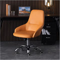 Adjustable Office Computer Chair with Armrest Leather Office Chairs Meeting Room Computer Chair Backrest Gaming(Light Orange-Silver)