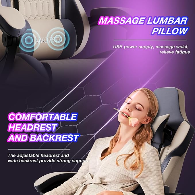 Gaming Chair with Footrest High Back Gaming Chairs PVC Leather Ergonomic Gamer Chair with Adjustable Headrest Lumbar Support Racing Style Video Gaming Chair for Office/Home (Grey)