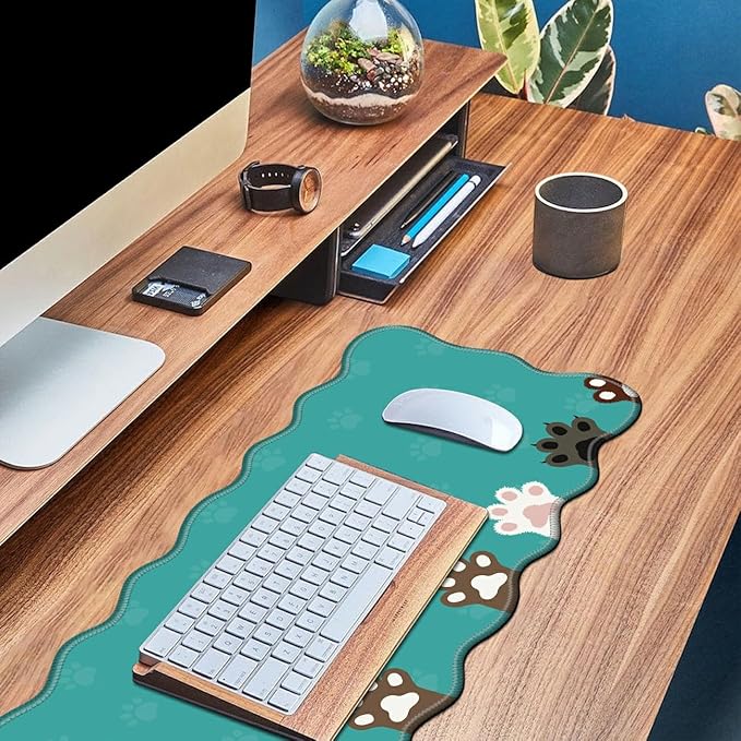 Cute Cat Paw Animal Desk Mat Mouse Pad 31.5 x11.8 XL Extended Mousepad Huge Mouse Pads with Stitched Edges Desk Pad for Work Game Office Home