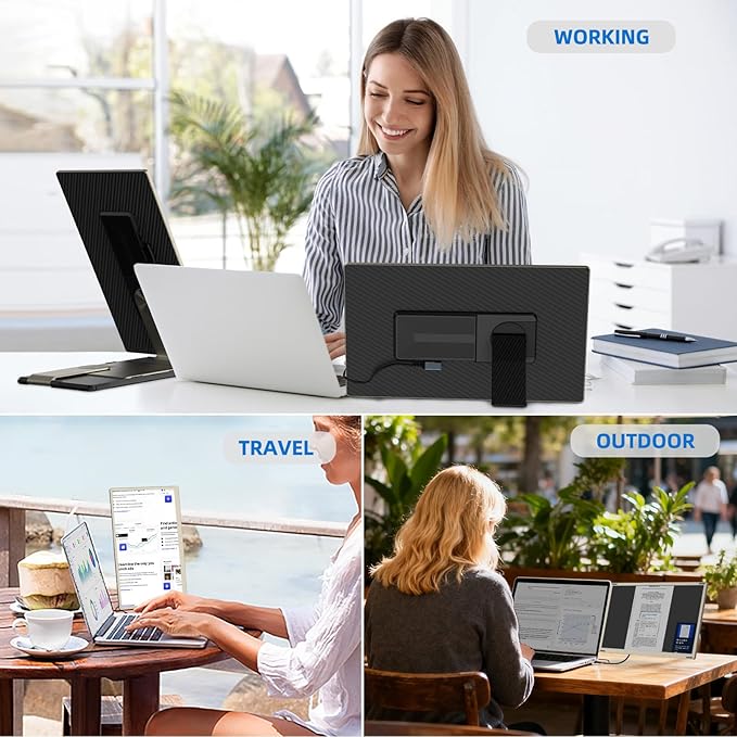 Laptop Screen Extender - 15.6'' 1080P Monitor Extender Detachable Screen Triple Monitor for Laptop 13-17.3 Compatible with Mac/Windows