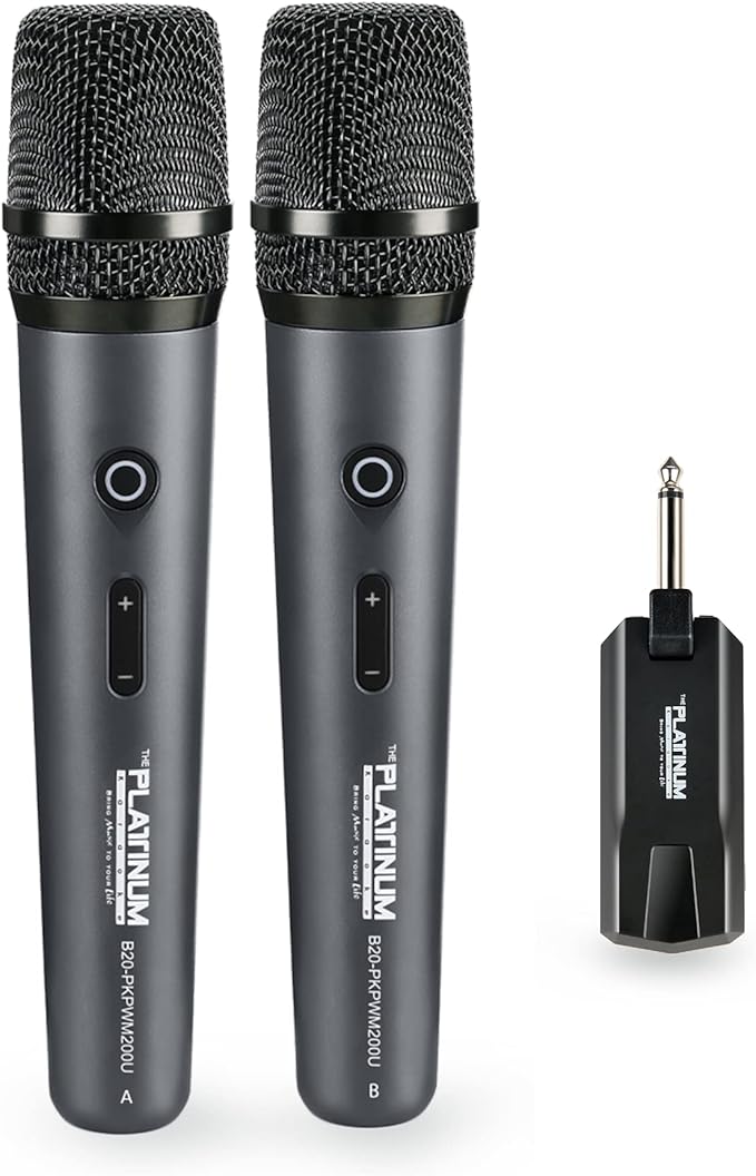 The Platinum Wireless Microphone for mic Input UHF Metal Dynamic Handheld Multipurpose mic with Rechargeable Receiver 160ft Range Suitable for Karaoke Machine/Amplifier Speake/Mixer/Church