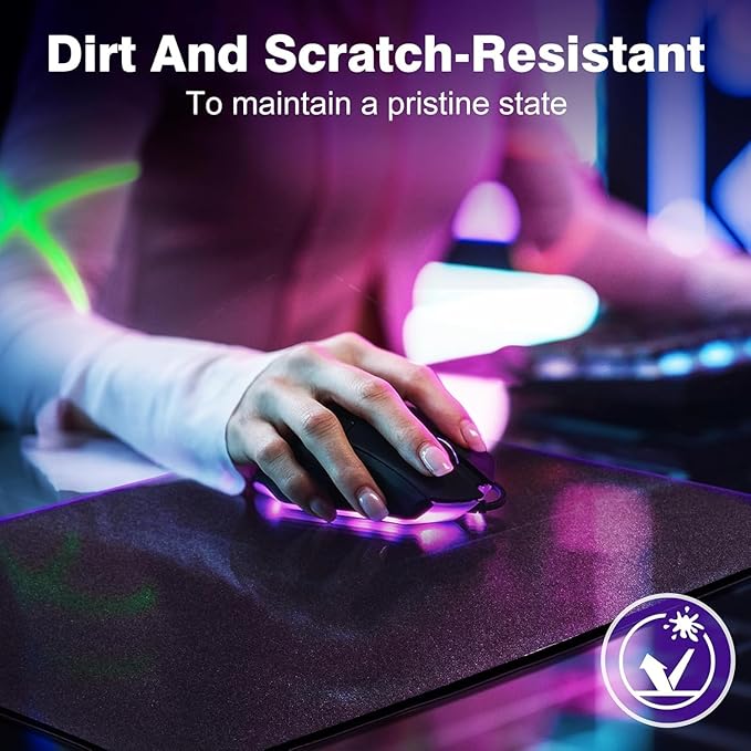 Tempered Glass Gaming Mouse Pad - Large 400×500×3mm (Obsidian Black) Thin Large Hard Mat No - Slip Base for High - DPI Precision Scratch - Resistant Smooth Surface FPS/MOBA/Office Use