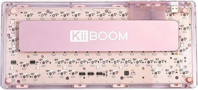 KiiBoom Phantom 81 75% Transparent Mechanical Gaming Keyboard Hot Swappable Custom Gasket Keyboard with RGB Backlit Clear Keycap Rechargeable Battery Triple Mode for Win/Mac (Phantom 81 V2 Pink)