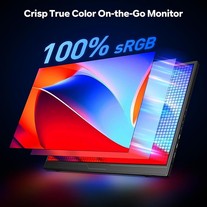 120Hz Portable Gaming Monitor 16 1200P FHD 100% sRGB Portable Display with Adjustable Stand USB-C &amp HDMI External Monitor &amp Travel Screen for Laptop Mac PC Phone Xbox PS5 Switch
