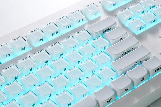 ZORNHER CG870 Wireless Mechanical Keyboard80% White Gaming Keyboard Creamy KeyboardCute Jelly Cat Clear Ceramic Jade KeycapsGirly Aesthetics Kitty KeyboardCreamy Sounding Linear Switches