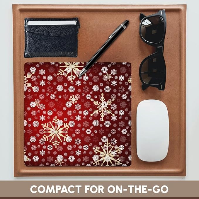 3dRose LLC 8 x 8 x 0.25 Inches Mouse Pad Red/White Christmas Snowflakes (mp_59045_1)