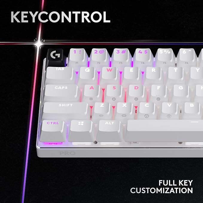 Logitech G PRO X 60 Lightspeed Wireless Gaming Keyboard Ultra Compact TKL 60% Mechanical Keyboard for Windows PC LIGHTSYNC RGB Dual-Shot PBT Keycaps GX Optical Linear Switches - White