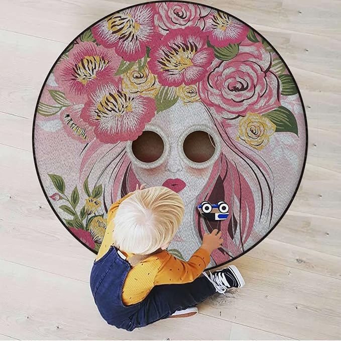 Sugar Skull Decor Round Area Rug Washable Indoor Throw Rugs for Living Room Bedroom Halloween Skull SkeletonMulticolor Diameter 43.3 in