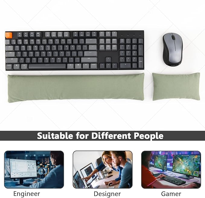 Keyboard Mouse Wrist Rest Bean Bag Set Ergonomic Wrist Rest for Keyboard and Mouse Filled Ergo Beads for Laptop Desktop Computer (Keyboard and Mouse Wrist Support Set)